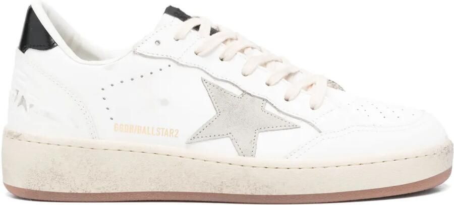 Golden Goose Ball Star sneakers met grijze suède ster en glanzende leren hiellus Wit