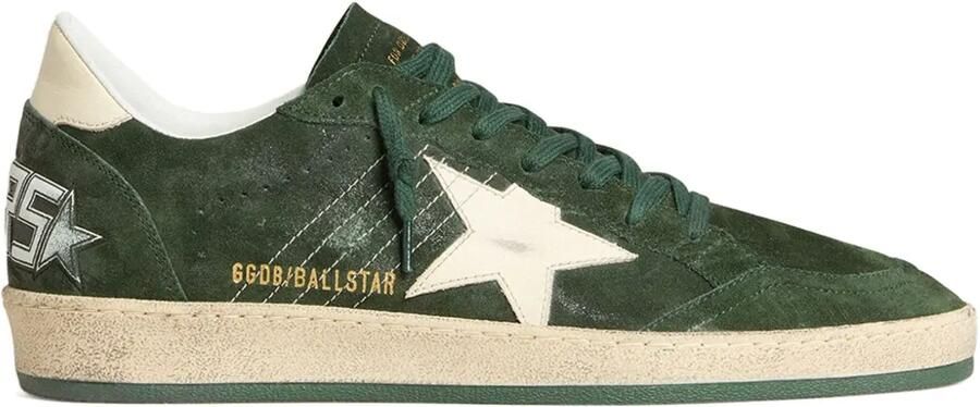 Golden Goose Ball Star sneakers van groen suède met witte leren ster en hiellus