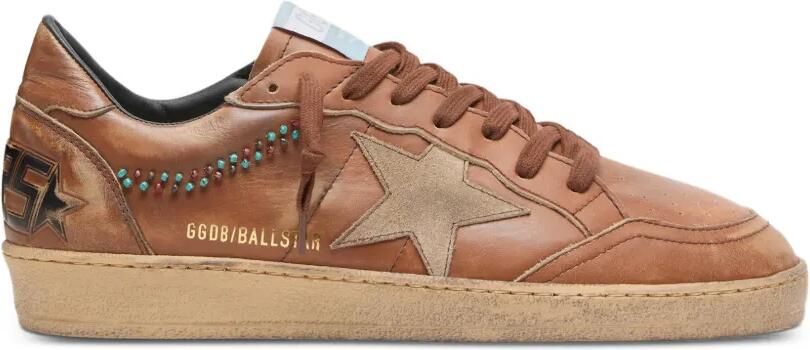 Golden Goose Ball Star sneakers van leer met suède ster en kralen Bruin