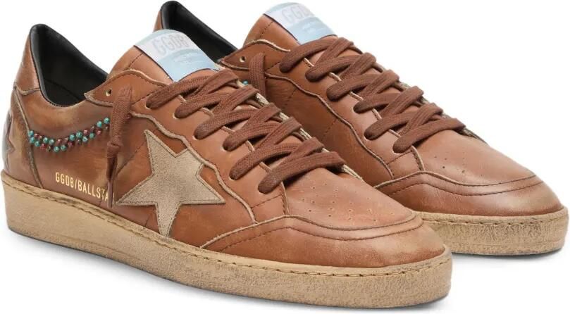 Golden Goose Ball Star sneakers van leer met suède ster en kralen Bruin - Foto 4