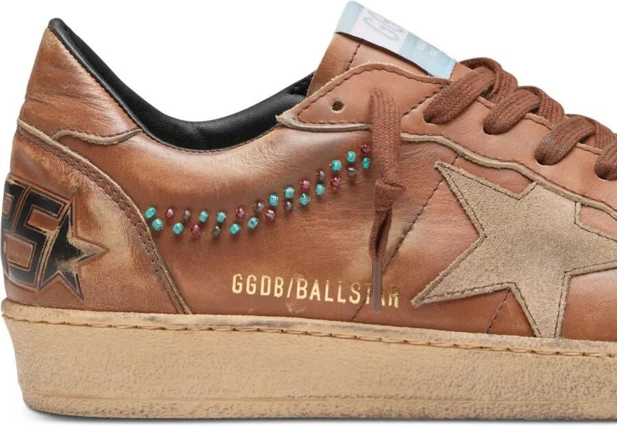 Golden Goose Ball Star sneakers van leer met suède ster en kralen Bruin - Foto 3