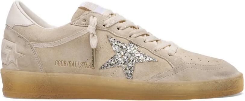 Golden Goose Ball Star sneakers van suède met glitterster Beige