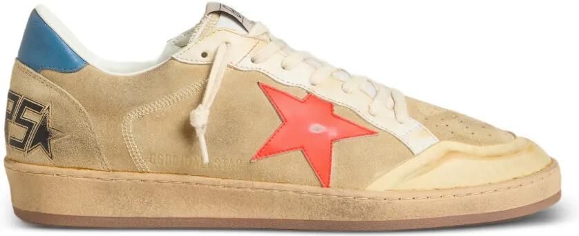 Golden Goose Ball Star sneakers van suède met leren ster en nappa hiellus Beige