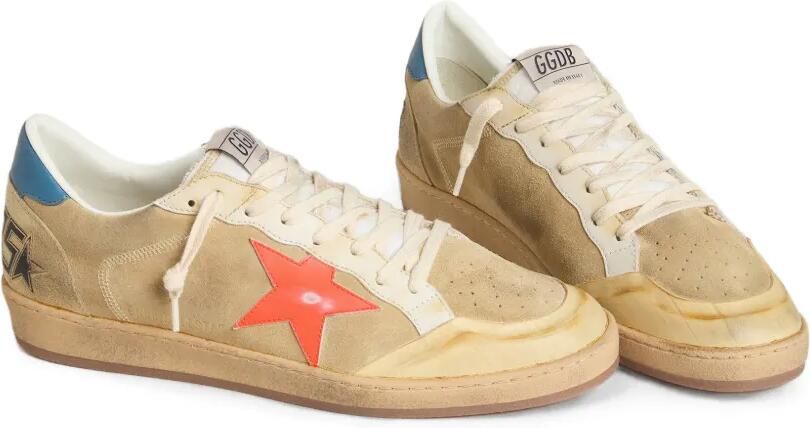 Golden Goose Ball Star sneakers van suède met leren ster en nappa hiellus Beige - Foto 4