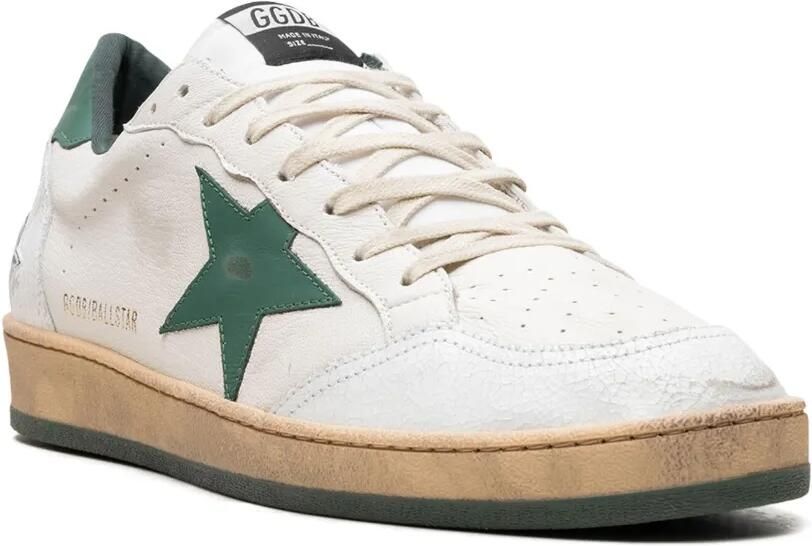 Golden Goose Ball Star sneakers van wit nappaleer met groene leren ster en hiellus - Foto 2