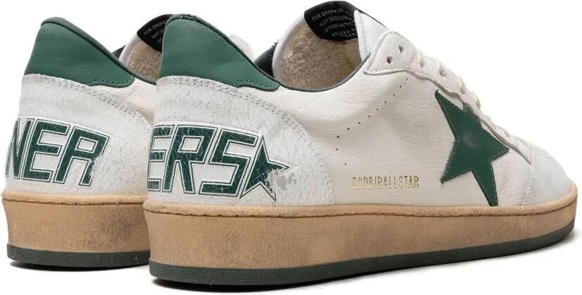 Golden Goose Ball Star sneakers van wit nappaleer met groene leren ster en hiellus - Foto 3