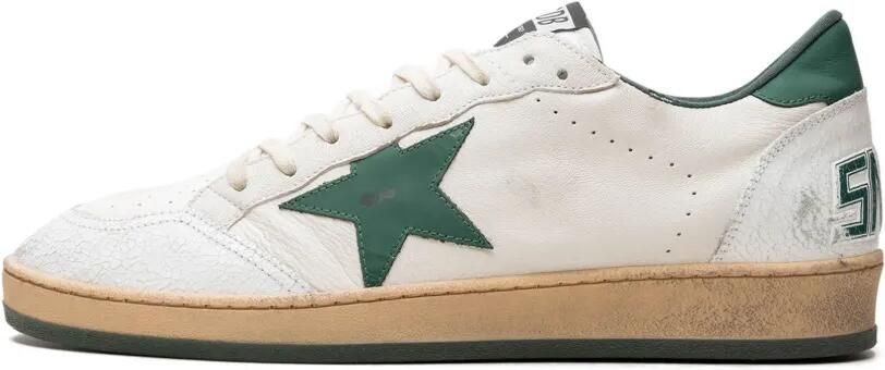 Golden Goose Ball Star sneakers van wit nappaleer met groene leren ster en hiellus - Foto 4