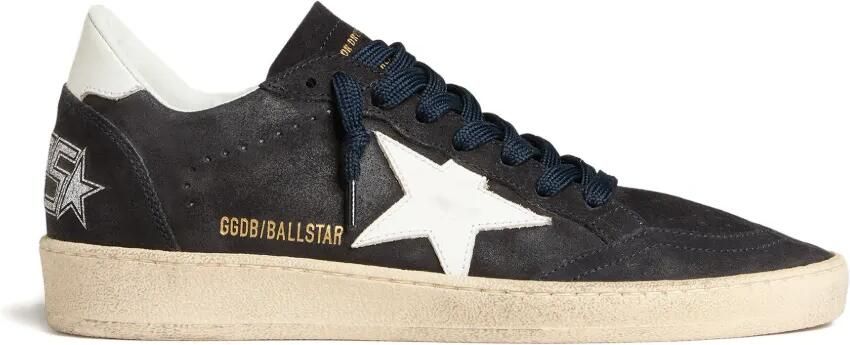 Golden Goose Ball Star suède sneakers met leren ster en hielpand Blauw