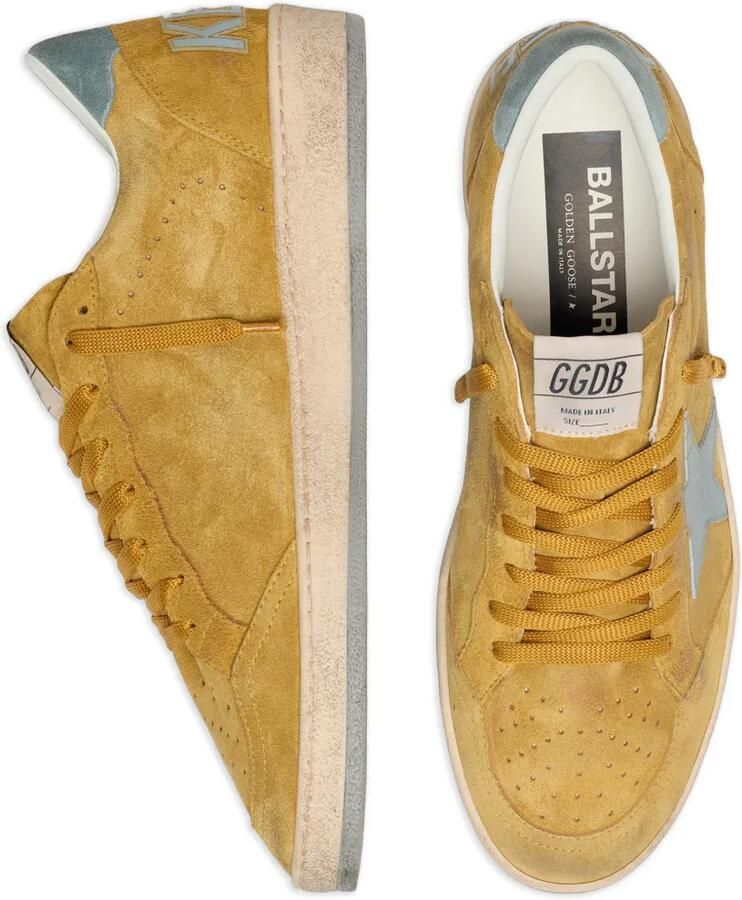 Golden Goose Ball Star suède sneakers met leren ster en lichtblauwe suède hiellus Geel - Foto 2