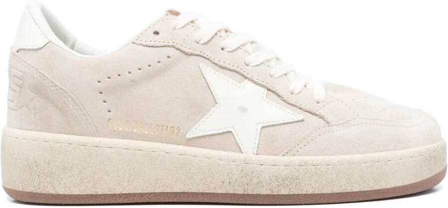 Golden Goose Ball Star suède sneakers met witte leren ster en hielstuk Beige