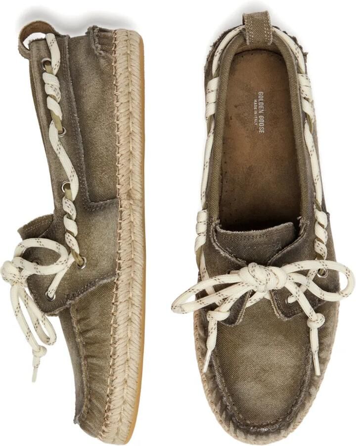 Golden Goose Cruise canvas mocassins met juta-effect Groen - Foto 2