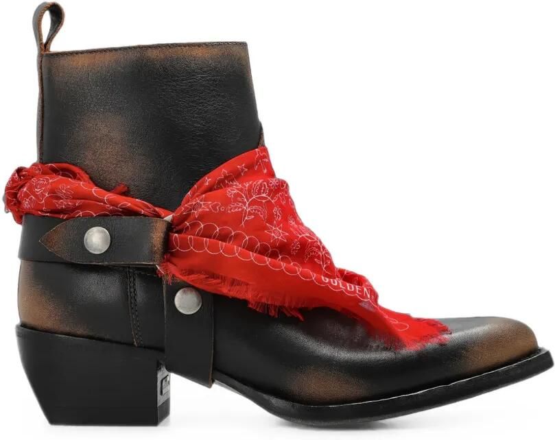 Golden Goose Debbie laarzen van zwart leer met afneembare gesp en bandana