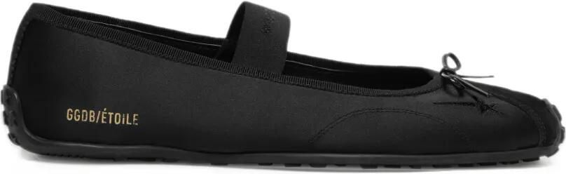 Golden Goose Étoile ballet flats in black satin with black embroidered star and elastic strap Zwart