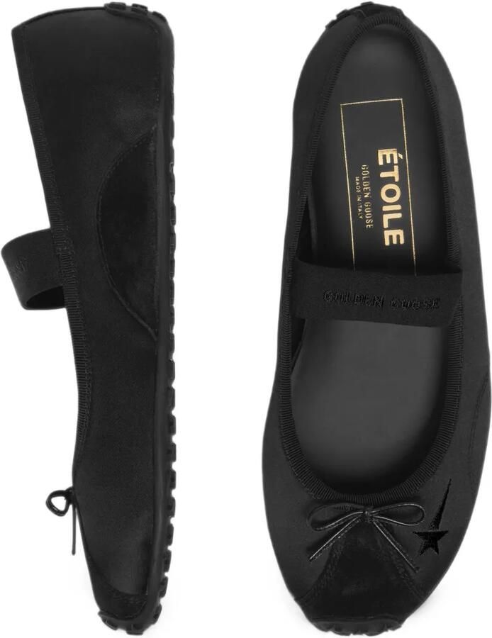 Golden Goose Étoile ballet flats in black satin with black embroidered star and elastic strap Zwart - Foto 2