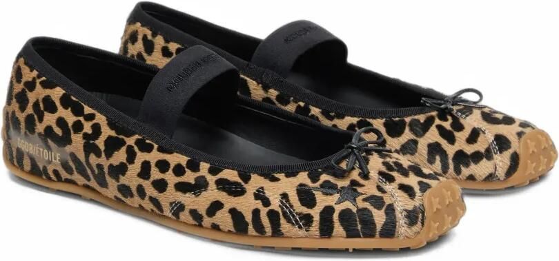 Golden Goose Étoile ballet flats in leopard-print pony skin with black embroidered star and elastic strap ballet flats Beige - Foto 4