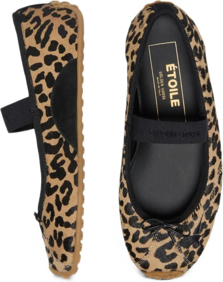 Golden Goose Étoile ballet flats in leopard-print pony skin with black embroidered star and elastic strap ballet flats Beige - Foto 2