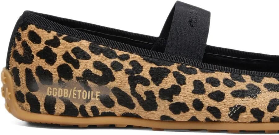 Golden Goose Étoile ballet flats in leopard-print pony skin with black embroidered star and elastic strap ballet flats Beige - Foto 3