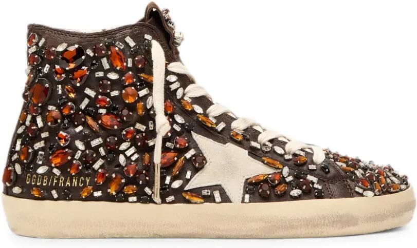 Golden Goose Francy leren sneakers met stras en suède ster Bruin