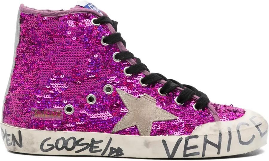 Golden Goose Francy Penstar sneakers met pailletten Paars