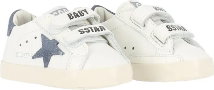 Golden Goose Kids Baby Old School sneakers van wit leer met denim-blauwe suède ster