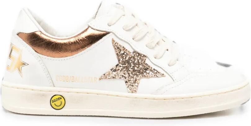 Golden Goose Kids Ball Star sneakers met patch en glitters Wit