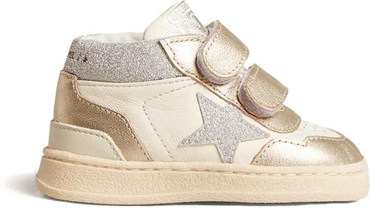 Golden Goose Kids June leren sneakers met glitter Goud