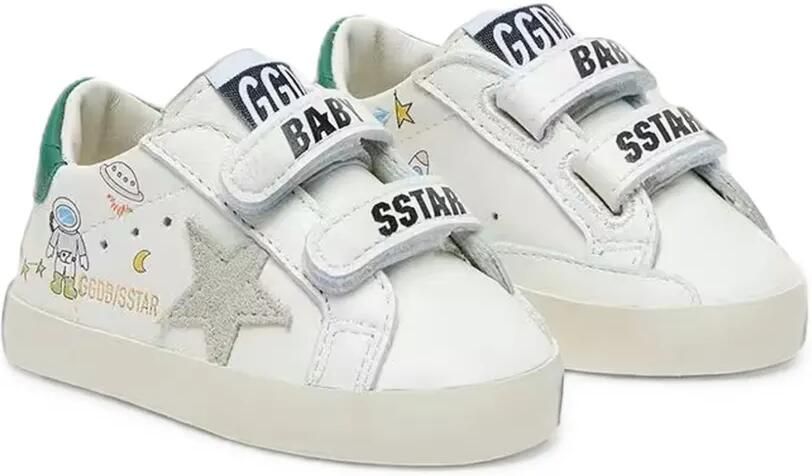 Golden Goose Kids Leren sneakers met ruimte-print Wit