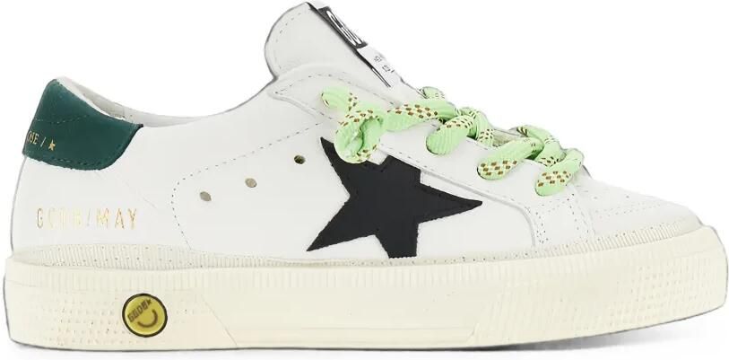 Golden Goose Kids May leren sneakers met sterpatch Wit