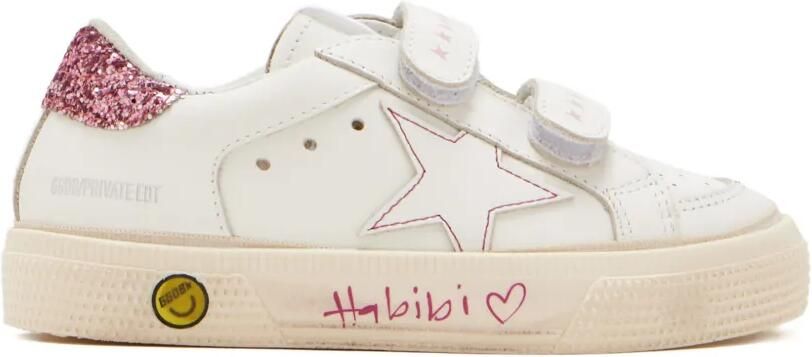 Golden Goose Kids May School sneakers met glitter Wit