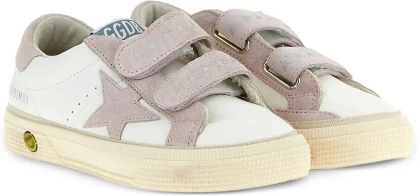 Golden Goose Kids May School suède sneakers met ster Wit