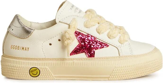 Golden Goose Kids May Upper Glitter leren sneakers Wit