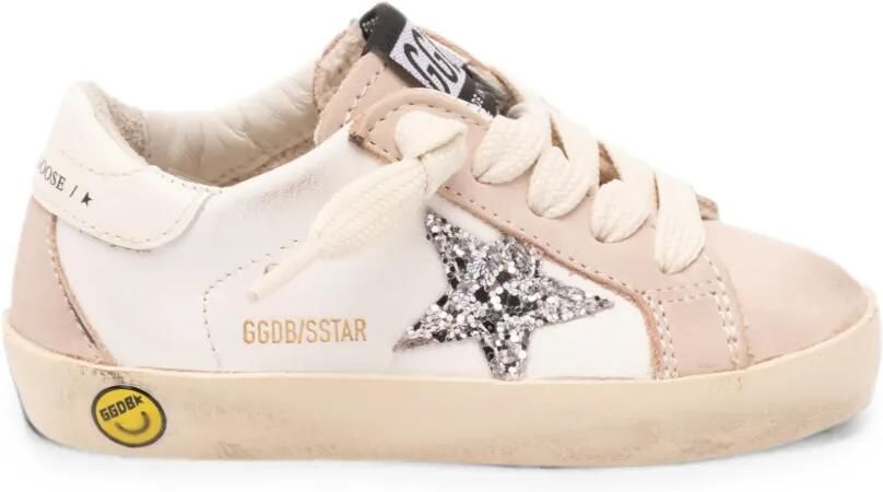 Golden Goose Kids Super Star leren sneakers met glitters en ster Wit