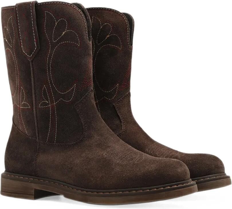 Golden Goose Kids Wish Star Biker embroidered suede ankle boots Bruin