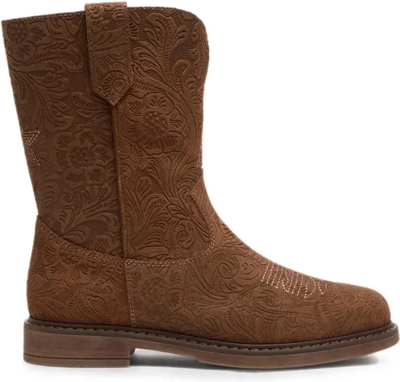 Golden Goose Kids Wish Star suède laarzen met bloe -reliëf Bruin