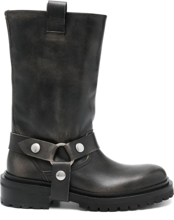 Golden Goose Leren bikerlaarzen Zwart