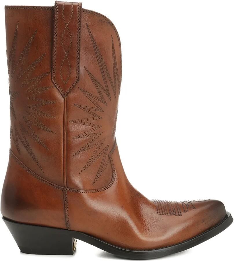 Golden Goose Leren laarzen met geborduurde ster Bruin