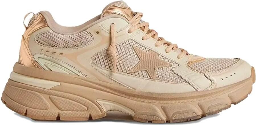 Golden Goose Lightstar sneakers van leer en mesh met ster Beige