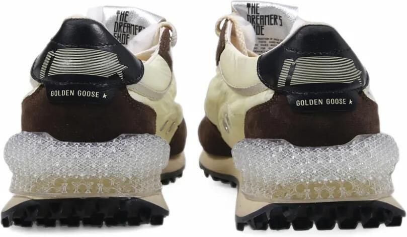 Golden Goose Marathon in lime-green nylon with black star and brown suede inserts Beige - Foto 3