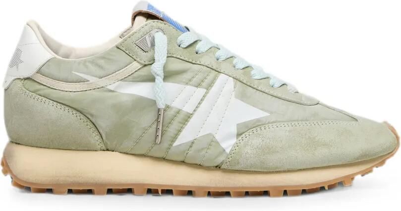 Golden Goose Marathon saliegroene nylon sneakers met witte ster