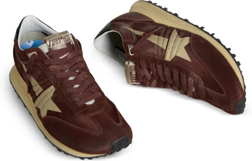 Golden Goose Marathon suède en satijnen sneakers Bruin - Foto 2