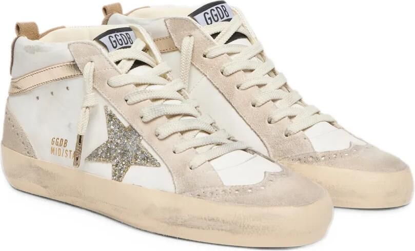 Golden Goose Mid-Star leather-upper glitter-star laminated-wave suede-heel-and-spur sneakers Wit - Foto 4