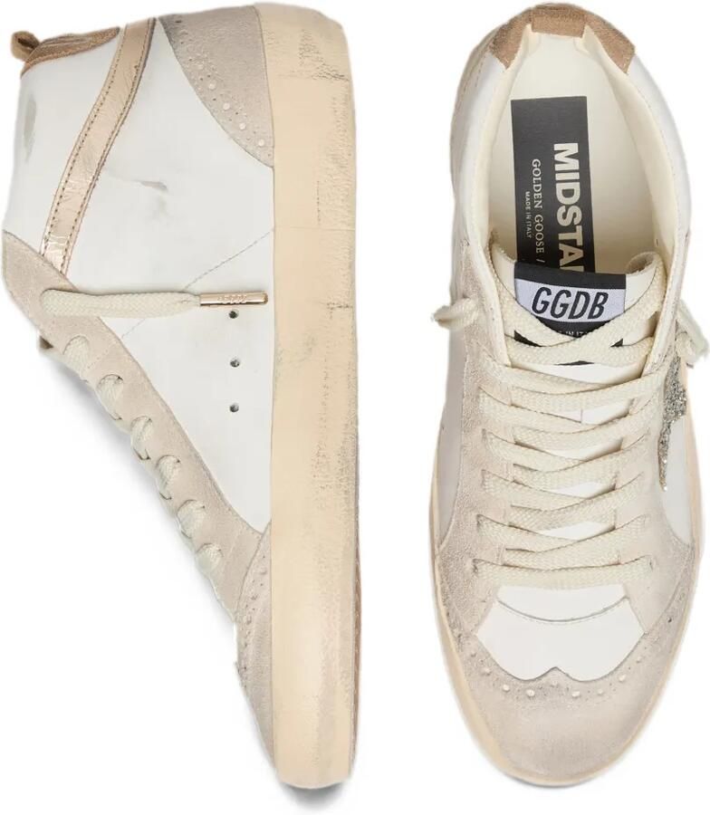 Golden Goose Mid-Star leather-upper glitter-star laminated-wave suede-heel-and-spur sneakers Wit - Foto 2