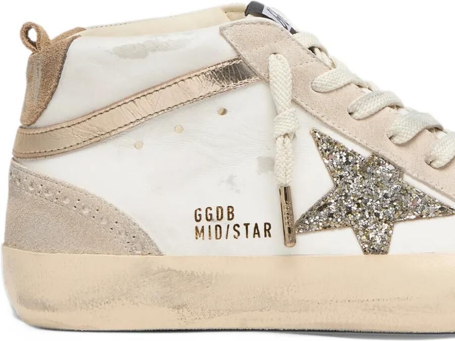Golden Goose Mid-Star leather-upper glitter-star laminated-wave suede-heel-and-spur sneakers Wit - Foto 3