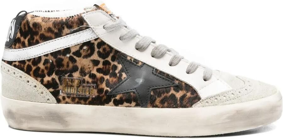 Golden Goose Mid Star sneakers met luipaardprint Grijs