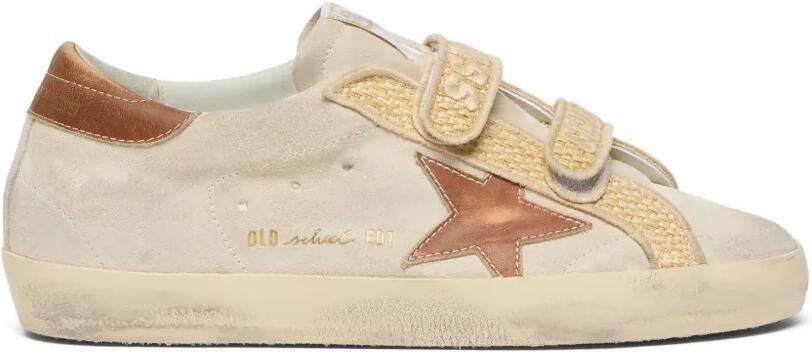 Golden Goose Old School sneakers van suède met leren ster en raffia band Beige