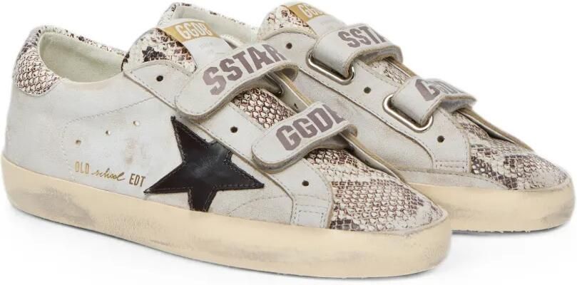 Golden Goose Old School witte leren sneakers met zwarte leren ster en slangenprint - Foto 5