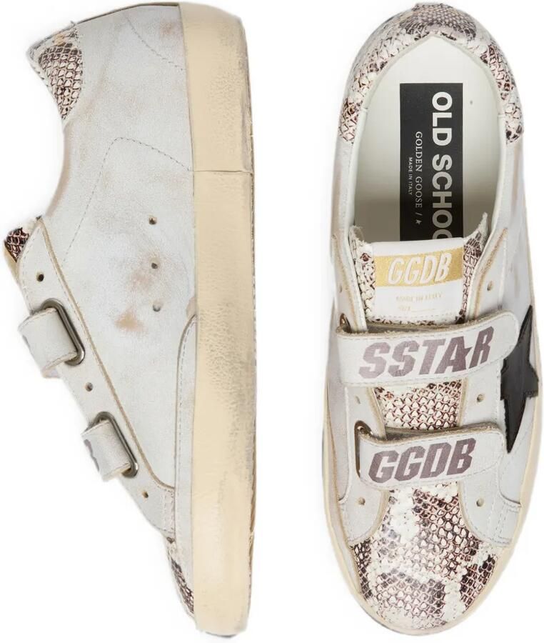 Golden Goose Old School witte leren sneakers met zwarte leren ster en slangenprint - Foto 2