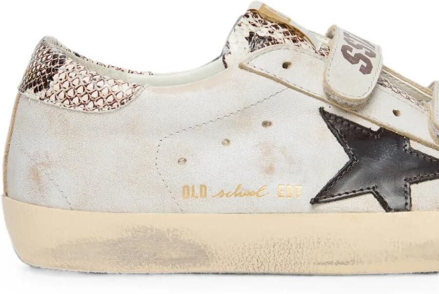 Golden Goose Old School witte leren sneakers met zwarte leren ster en slangenprint - Foto 3