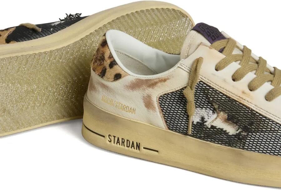 Golden Goose Stardan sneakers van nappa en mesh met luipaard-print en hiellus Beige - Foto 3