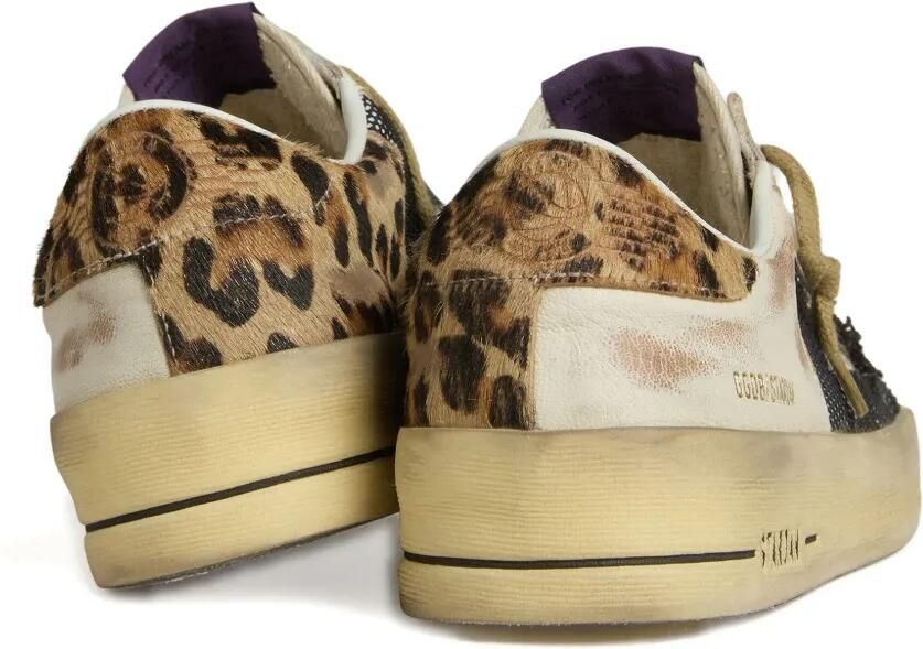 Golden Goose Stardan sneakers van nappa en mesh met luipaard-print en hiellus Beige - Foto 4